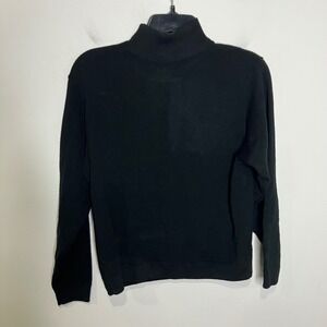 Pendleton 100% wool mockneck sweater black womens size medium petite winter